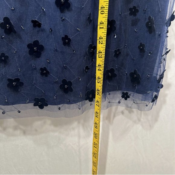 NEW $598 Mac Duggal [ 16 ] Embellished V Neck Illusion Column‎ Midi Dress Blue - Picture 4 of 14